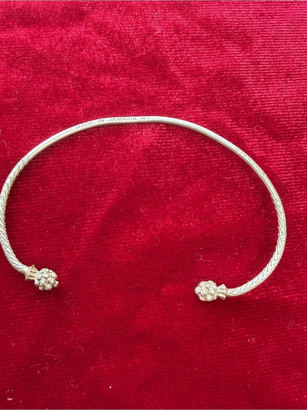 Vintage Sterling Silver Jamaica Caribbean Round Ends Island Cuff Bracelet